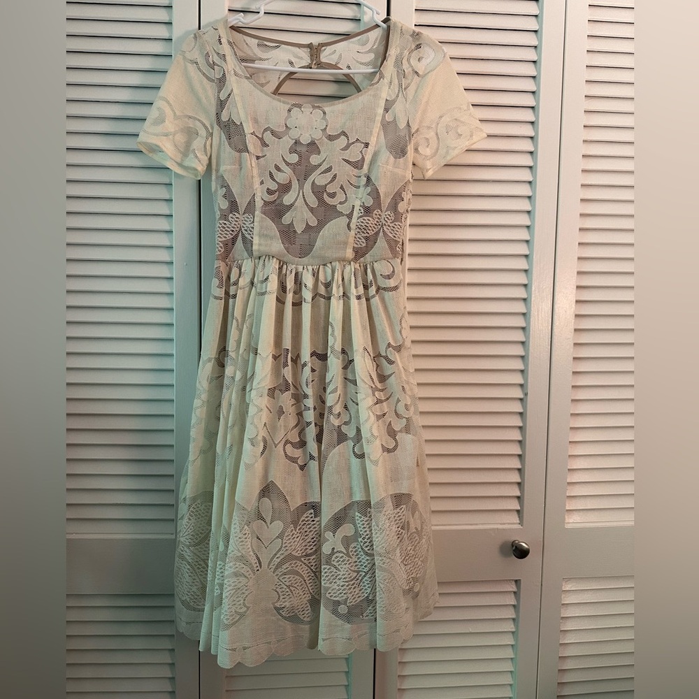 Anthropologie Plenty by Tracy Reese Cream Scoop Neck Sundress Wedding